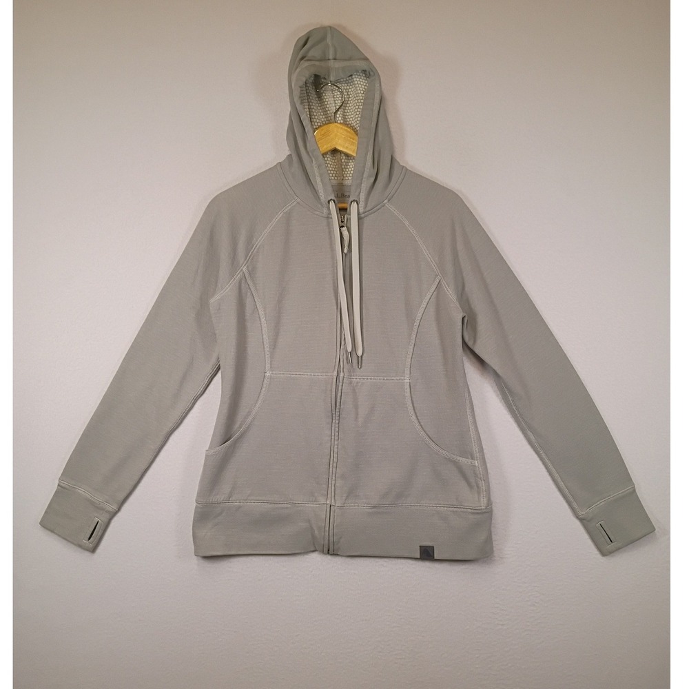 Outdoor Gorpcore L.L.Bean Women S Gray Textured Full Zip Thumbhole Hoodie 286681